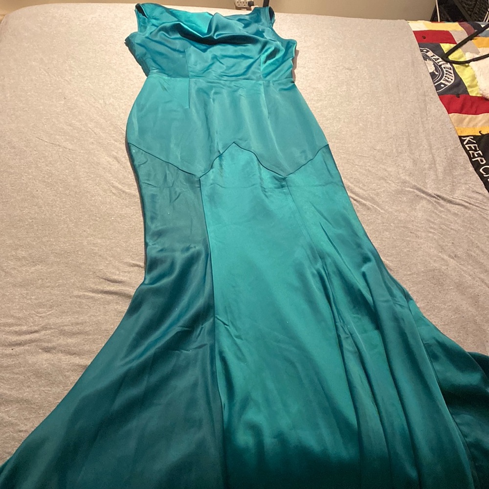 ModCloth Old Hollywood Teal Fit & Flare Gown (Prom/Wedding)